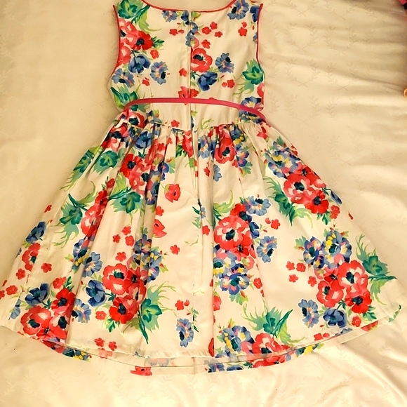 Floral Sleeveless Girls Poofy Dress With Belt Size 10 - Picture 2 of 8